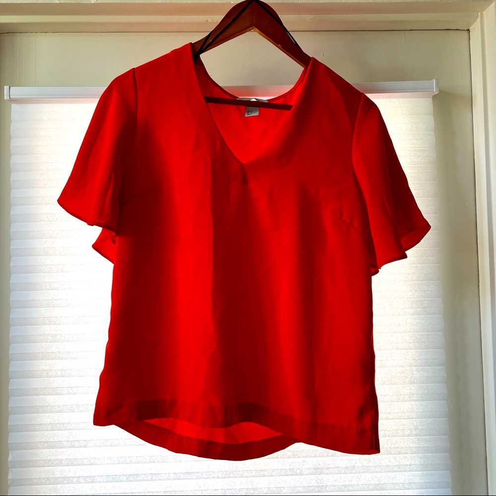 H&M orange blouse flowy sleeve